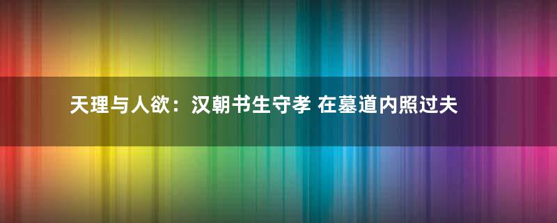 天理与人欲：汉朝书生守孝 在墓道内照过夫妻生活